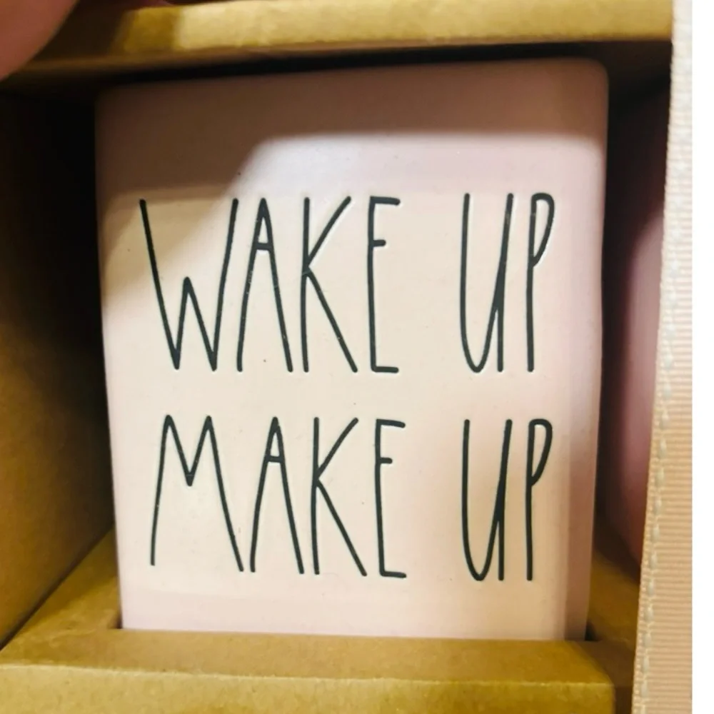 RAE DUNN Artisan Collection by Magenta WAKE UP MAKE UP Brush Holder Set NWT